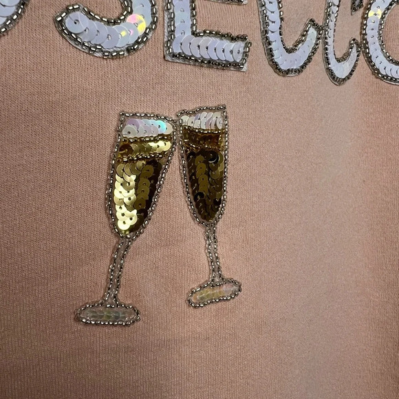 🥂PINK BOW AND DRAPE EMBELLISHED SWEATSHIRT- SIZE MEDIUM- NWOT🥂 - Picture 2 of 8